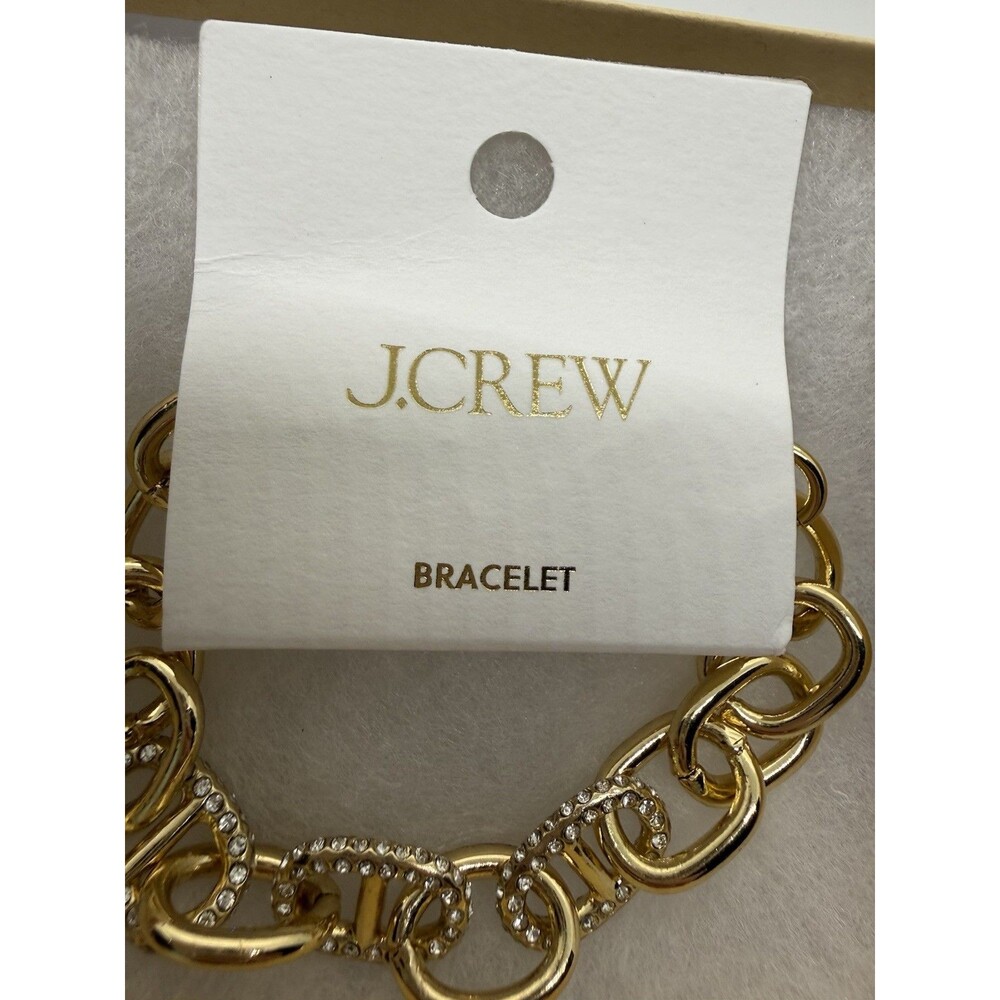 J.Crew Crystal Chainlink Bracelet Cubic Zirconia, Brass, Glass, Zinc MSRP$59 New - Picture 3 of 7